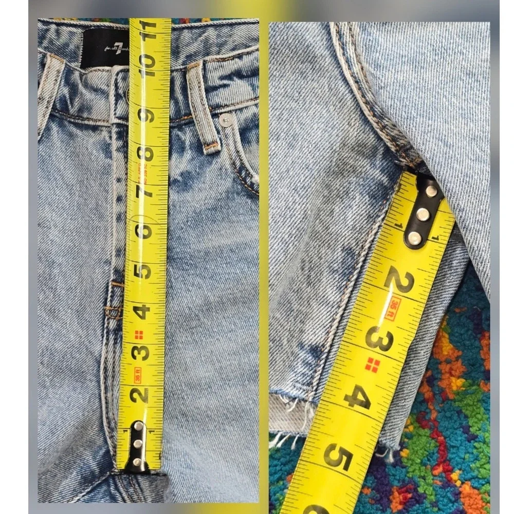NWT 7 For All Mankind Monroe Long Shorts in Ode‎ To Raw Hem Women Size 32